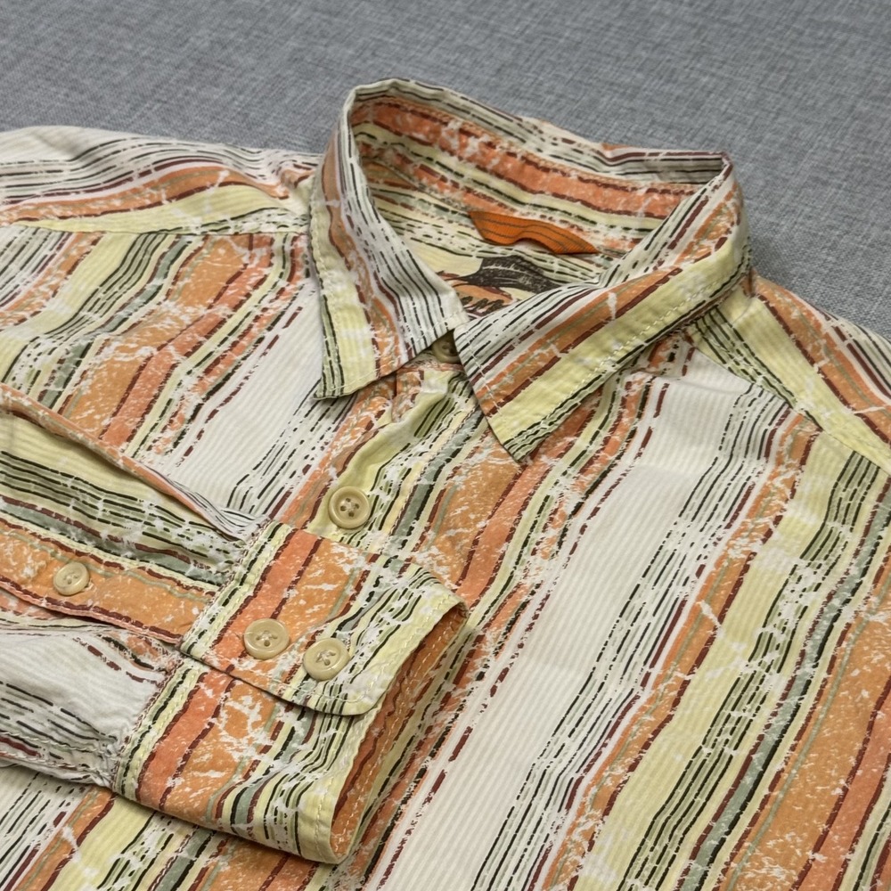 Tommy Bahama Button-Up Shirt Mens L Multicolor Striped Cotton Silk Long Sleeve